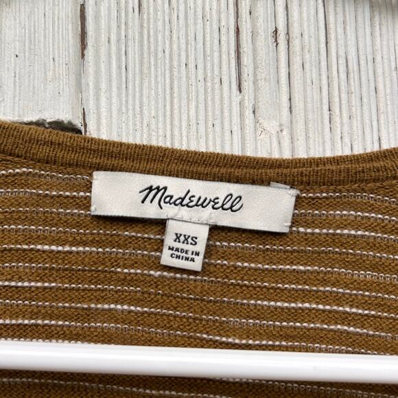 Madewell Summer Ryder Cardigan Sweater in Spiced Olive Stripe Size XXS - Picture 5 of 9